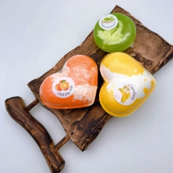 Набор бомбочек "Сердце апельсин XL, сердце банан XL + мыло лемонграсс"