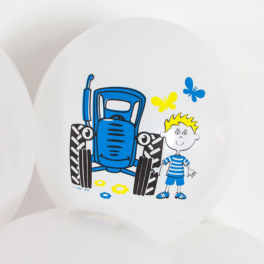 Шар (12''/30 см) Синий трактор, Белый (200), пастель, 1 ст, 25 шт.