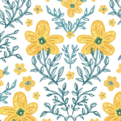 Дамаск с жёлтыми цветами