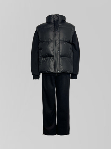 Спортивный костюм-тройка 23367 из зип-кофты, прямых штанов на кулиске и жилета