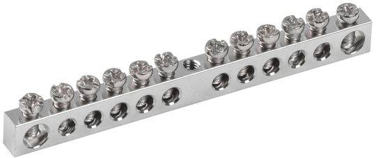 Шина PEN "земля-ноль" 6х9мм 12/1 с никелевым покрытием (12групп/крепеж по центру) IEK