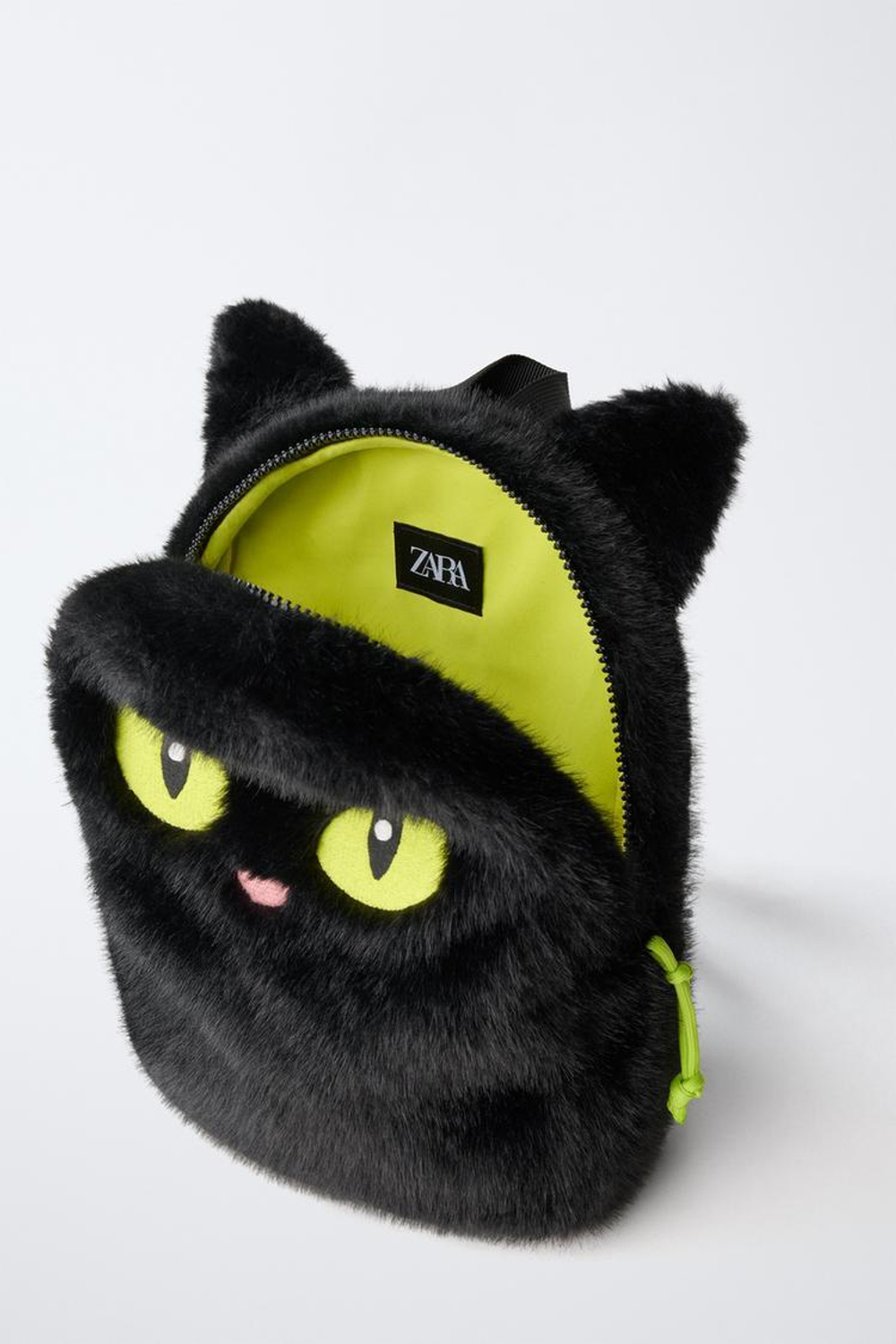 ZARA РЮКЗАК «КОШКА» С МЕХОМ HALLOWEEN, ЧЕРНЫЙ