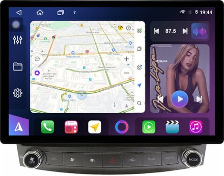 Магнитола для Lexus IS250 XE20 2005-2013 (ШГУ монохром, рамка с крутилками) - FarCar BX877 монитор 13" 2K QLED на Android 13, TS10, 6+128, CarPlay, 4G SIM-слот