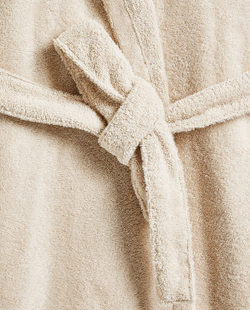 ZARA HOME ХАЛАТ ИЗ ХЛОПКА С КАПЮШОНОМ, ПЕСОЧНЫЙ