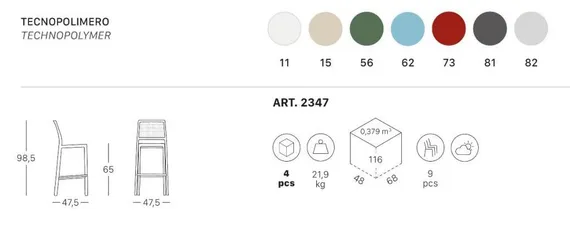 Полубарный стул Emi белый