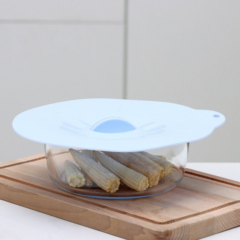 Крышка для хранения Доляна «Симпл», силикон, d=21 см, цвет голубой