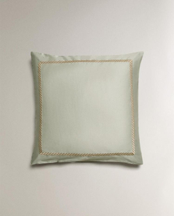ZARA HOME САТИНОВАЯ НАВОЛОЧКА С ВЫШИВКОЙ, ЗЕЛЕНЫЙ