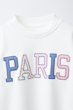 ZARA ТОЛСТОВКА С НАШИВКАМИ И НАДПИСЯМИ, ЭКРЮ