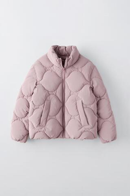 ZARA СТЕГАНАЯ КУРТКА ИЗ ПРОРЕЗИНЕННОЙ ТКАНИ, ЦВЕТ РОЗОВОГО ДЕРЕВА