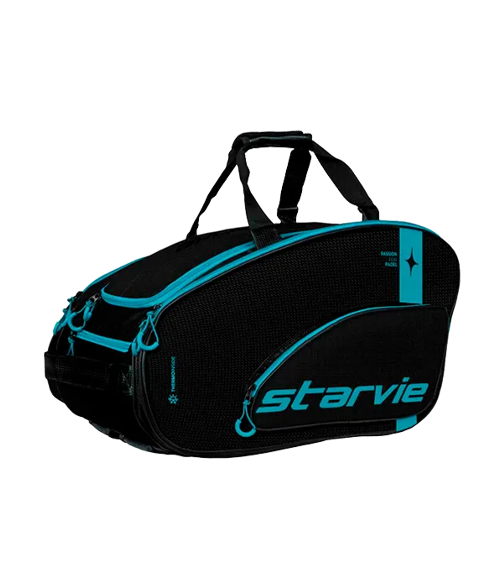 Сумка для падел Starvie Racing Drax Black-Blue 2025, термокарманы и премиальный дизайн