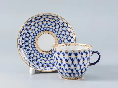 Чашка с блюдцем кофейная 140 мл., форма Тюльпан, рисунок Кобальтовая сетка арт. 81.10106.00.1