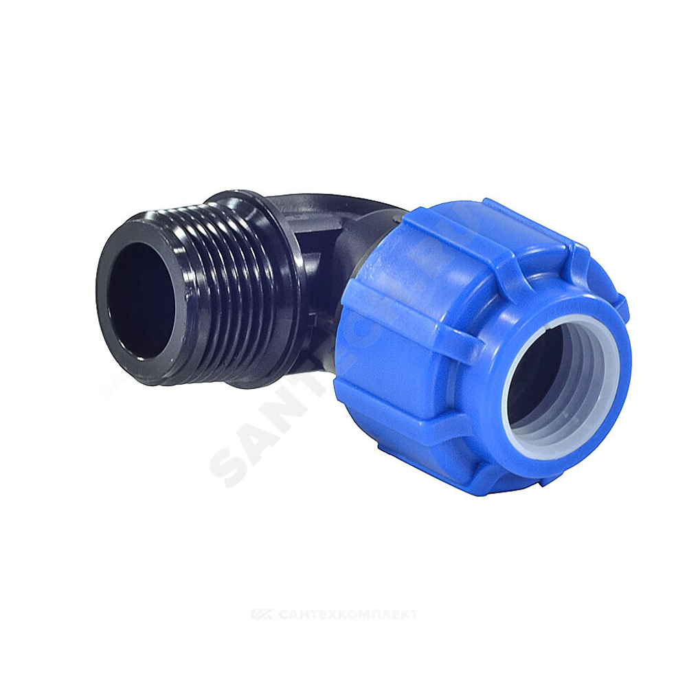 Отвод компрессионный ПЭ Дн 20х1/2"х90гр НР Ру16 ТПК-АКВА 50012012