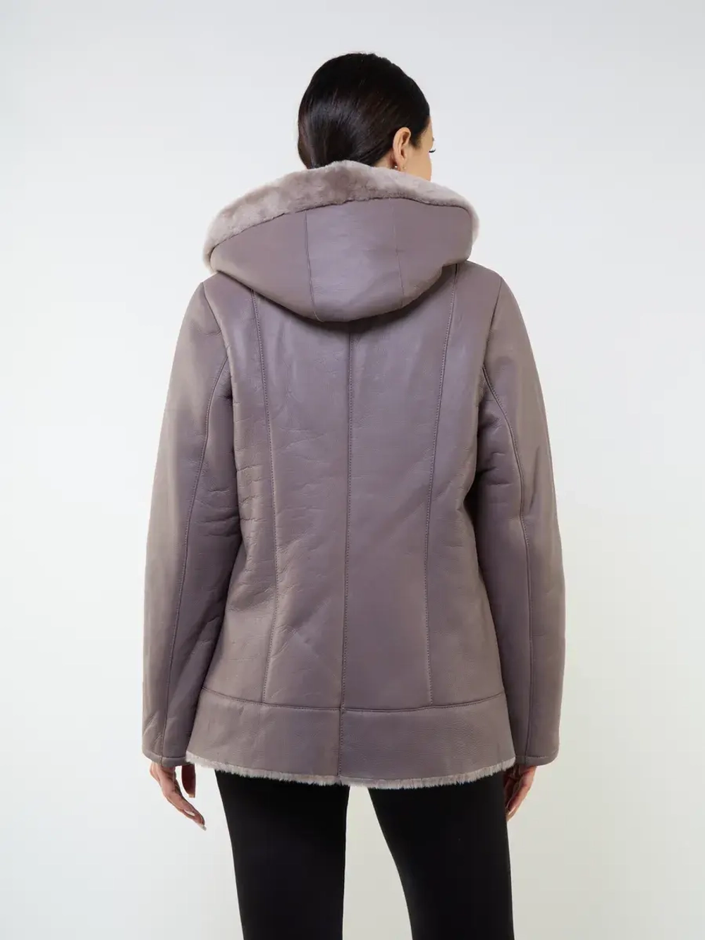 Дубленка зимняя натуральная с капюшоном авиатор пилот