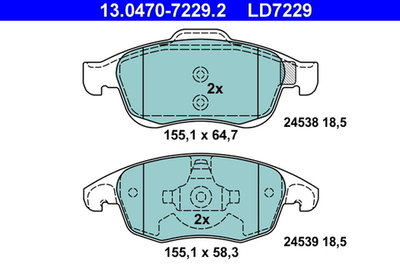 ATE - 13047072292-ATE - Brake Pad Set, disc brake