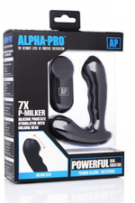 Черный стимулятор простаты Alpha-Pro 7X P-Milker Silicone Prostate Stimulator with Milking Bead (Цвет: черный)