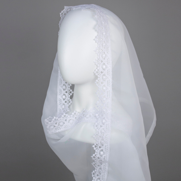 Шарф ритуальный вуаль с кружевом