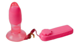 Розово-красная анальная пробка с вибрацией - 10 см. (Цвет: розовый)