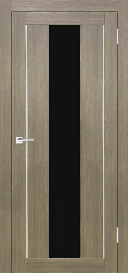 Межкомнатная дверь Баден 01 ДГ / Цвет Тон Неаполь / Остекление "Лакобель черное" / Двери Верда