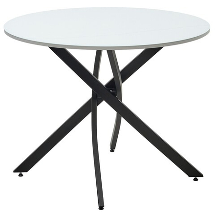 Стол М-City DISAUR Дарио D100 Белый, стекло, Черный каркас