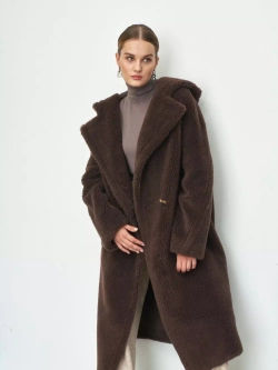 Шуба женская чебурашка тедди из эко меха, шоколадная, SilverFox