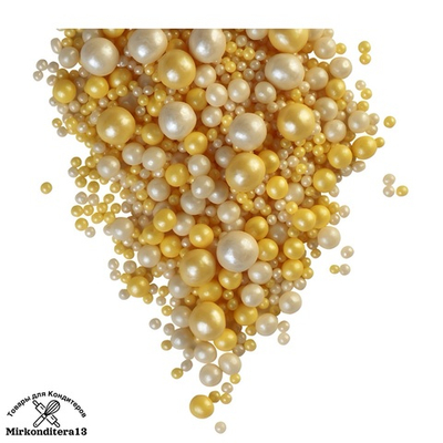 Шарики рисовые «Жемчуг бледно-желтый белый» микс 50 гр