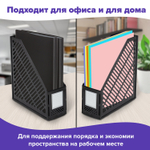 Лоток вертикальный для бумаг BRAUBERG «Office-Expert», 90 мм, сетчатый, сборный, черный, 4 штуки в комплекте.