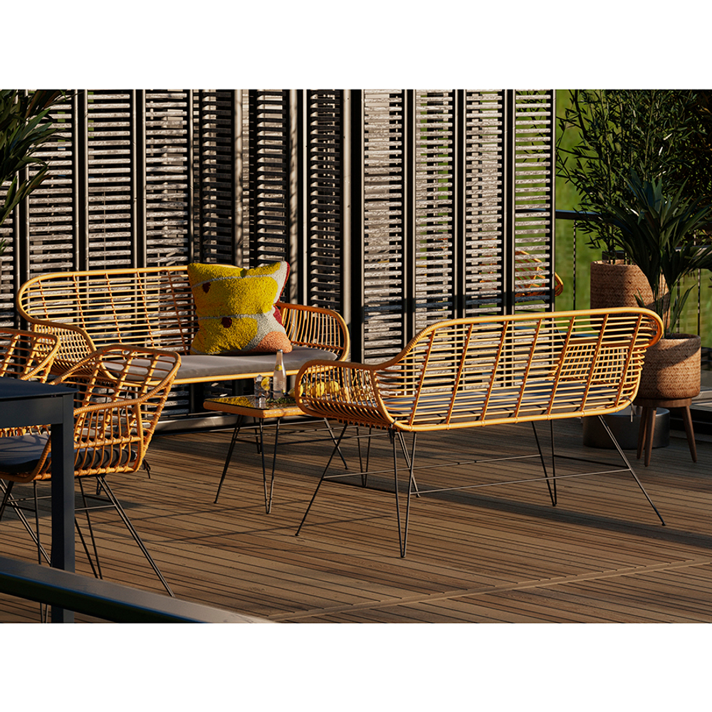 Кушетка vetle bent, 125х68х81 см, ротанг