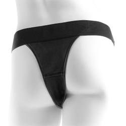 Черные виниловые женские трусики для страпона Crotchless Harness