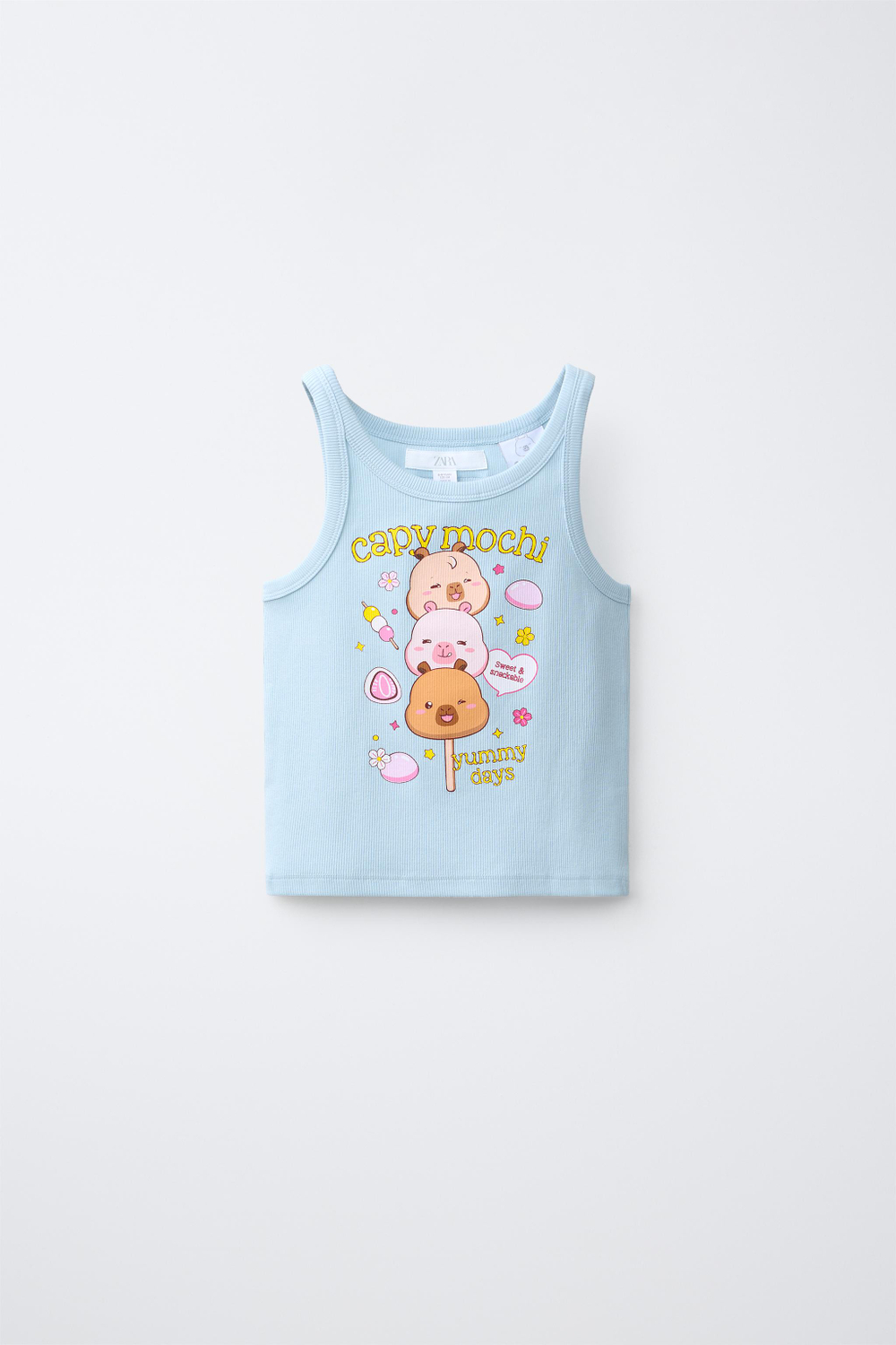ZARA ТОП В РУБЧИК CAPIBARA CAPYFUN ©, ПАСТЕЛЬНО-СИНИЙ