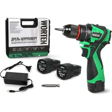 Дрель-шуруповерт бесщеточная WORTEN 2x3.0Ач, 16В IM КА-90000576