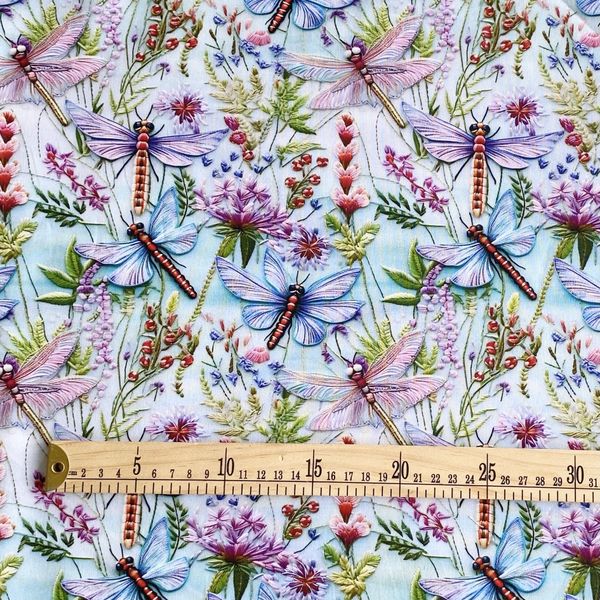 ПРЕДЗАКАЗ, РАДУЖНЫЕ СТРЕКОЗЫ, 100% хлопок Handmade Fabrics 2