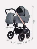 Коляска детская MOWBaby "ZOOM"PU (3в1) RA087 Silver Grey