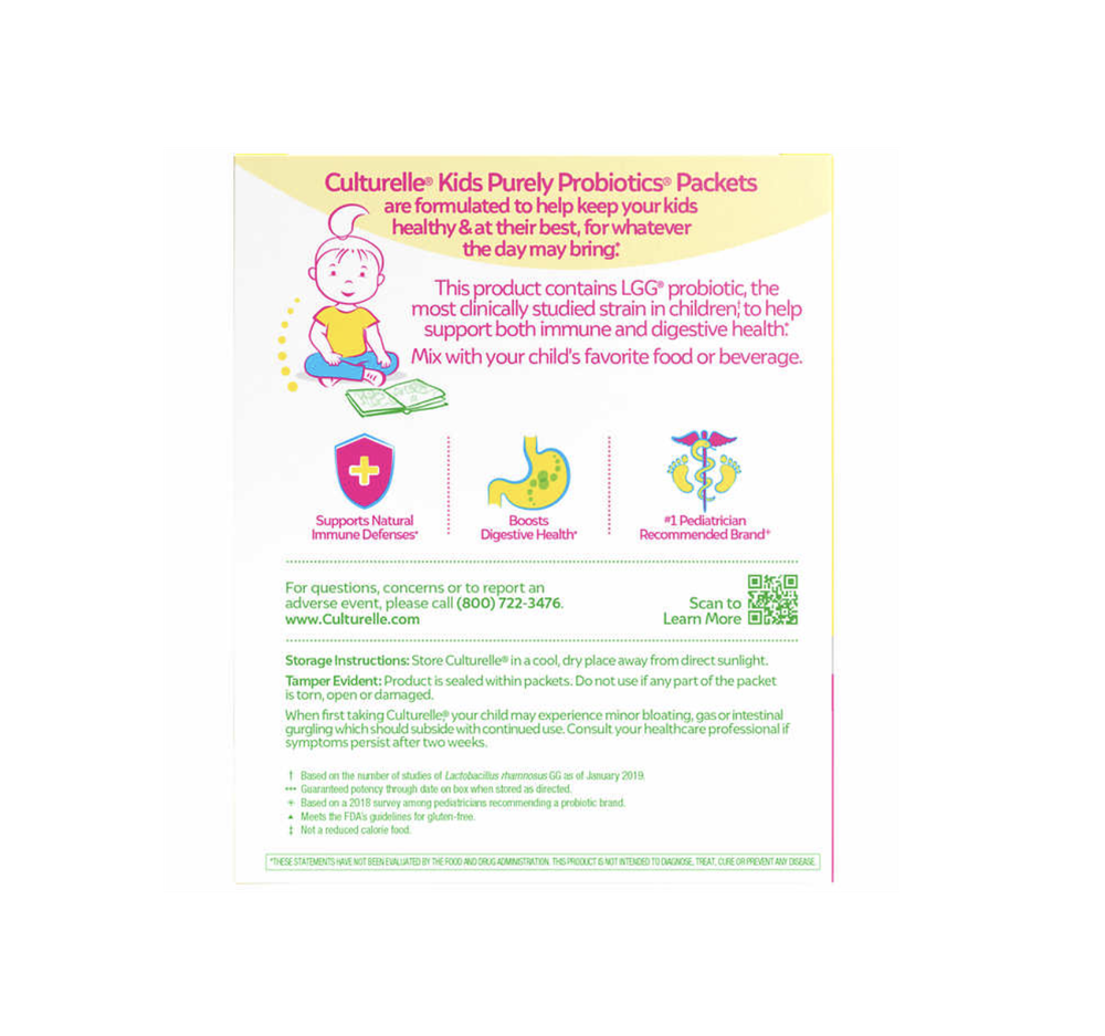 Culturelle Probiotic Kids, пакеты с чистыми пробиотиками, 60 пакетов