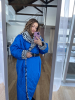 Наглый пуховик двусторонний микс оттенок василек и зебра