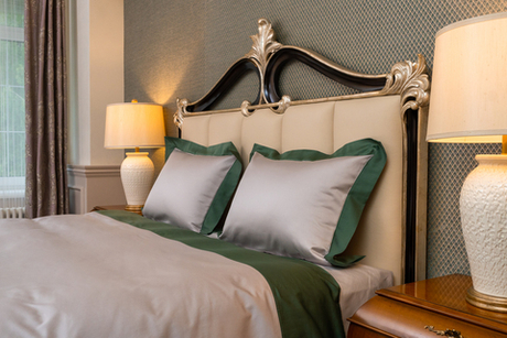 Постельное белье 2 спальное евро макси Сlaire Batiste Moro Smeraldo серый/зеленый