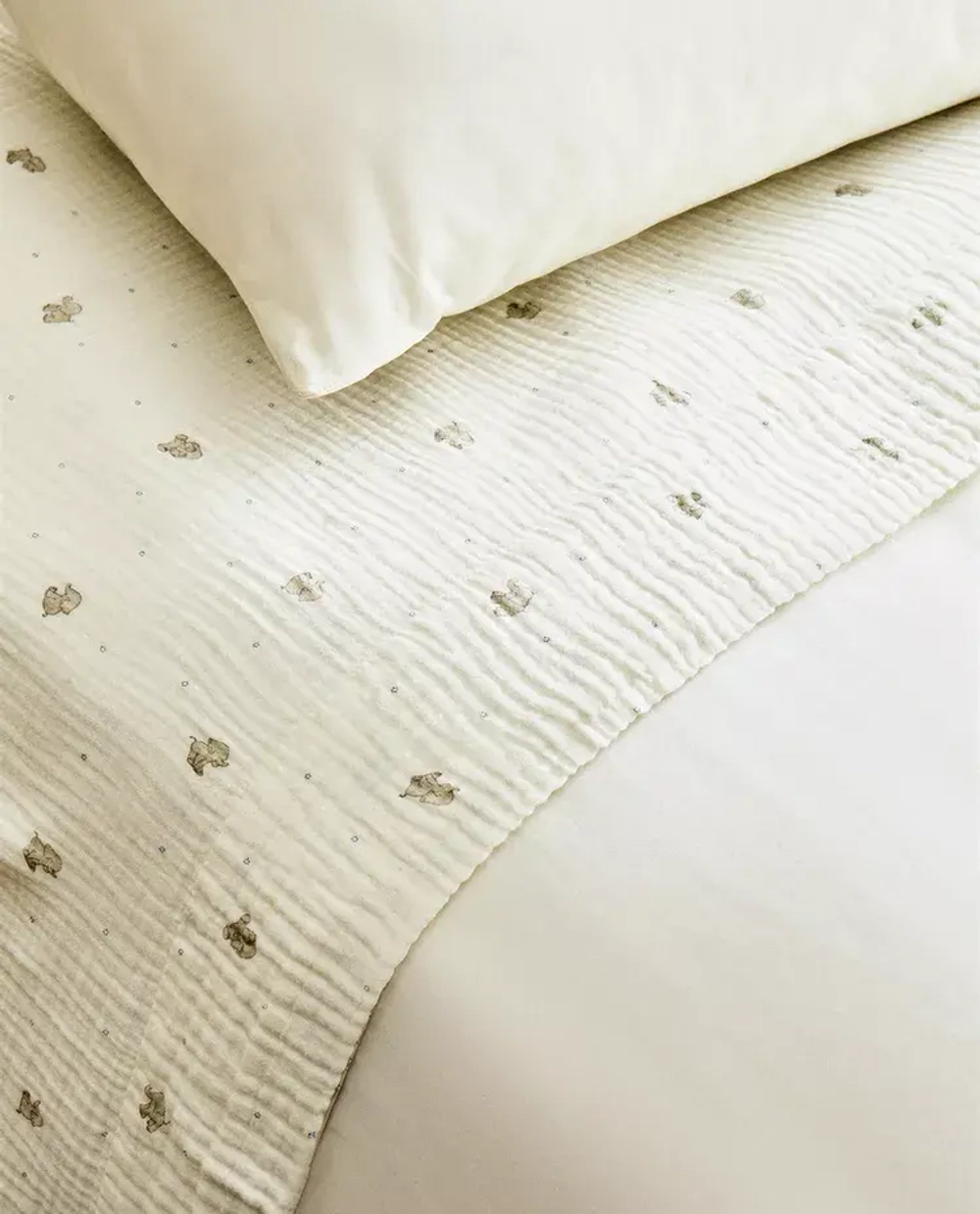 ZARA HOME ДЕТСКАЯ ПРОСТЫНЯ С ПРИНТОМ "СЛОН", СЕРЫЙ