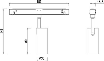 Светодиодный светильник Alpha для SPACE Track system 5Вт, D35xL80 мм, 342Лм, 36°, 3000К, диммируемый 0-10В, Ra >90, черный