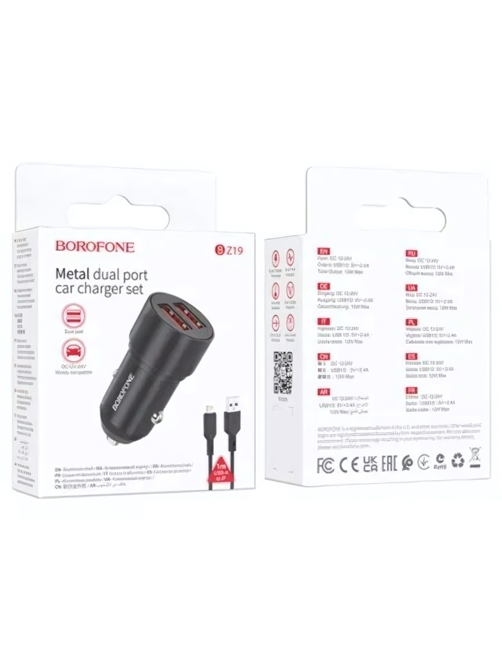 Автомобильное зарядное устройство Borofone BZ19 2.4A 2xUSB Black