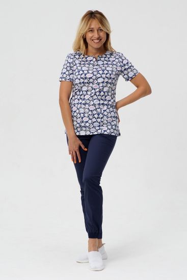 Блуза женская Z14-1424 (принт-стрейч/зубики/ежевика 939)