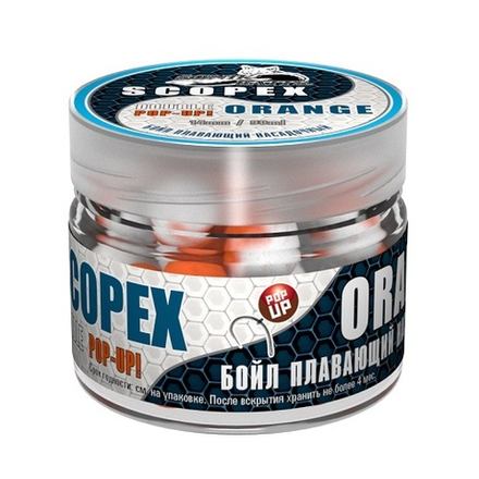 Бойлы насад. плав. двух цв. Sonik Baits 14мм SKOPEX-ORANGE Fluo Pop-ups 90мл
