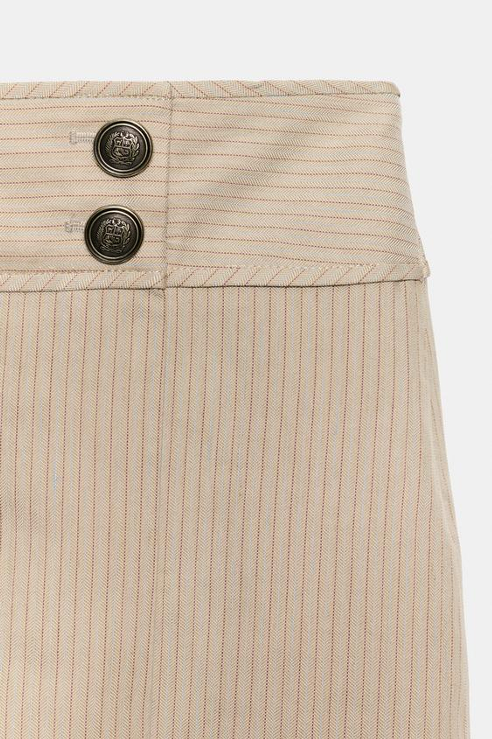 ZARA ЮБКА ПРЯМОГО КРОЯ В ПОЛОСКУ — ZW COLLECTION, БЕЖЕВЫЙ