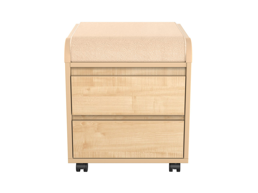 Тумба Дэми на колёсиках с 2 ящиками, органайзером для канцелярии и пуфом (ТУВ.14)