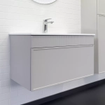 Тумба-умывальник для ванной Comforty Мадрид-80 серый шёлк с раковиной Comforty 80E
