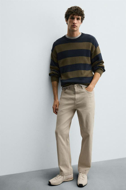 ZARA БРЮКИ STRAIGHT FIT, ЭКРЮ