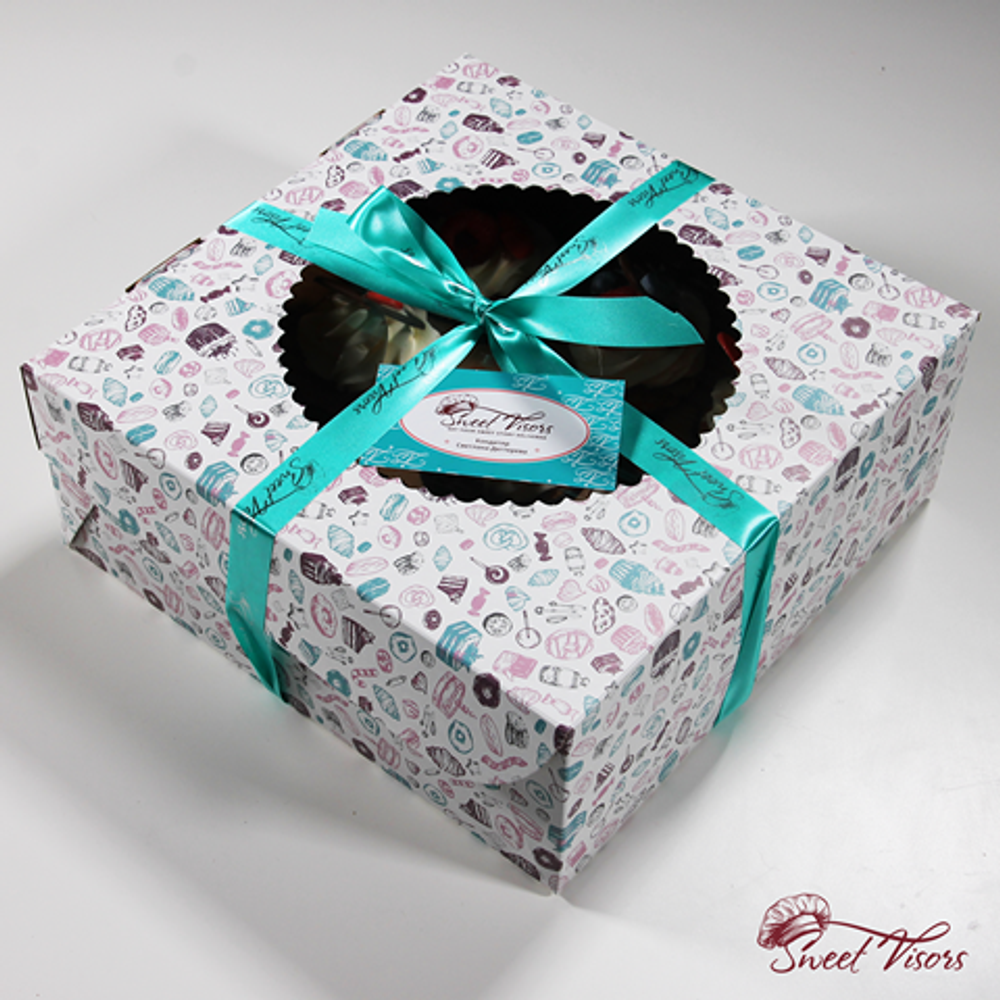 Упаковка Капкейки кондитерская Sweet Visors Сладкие Козырьки. Кондитер Светлана Дегтерева. Десерты ручной работы на заказ в СПБ. Мы создаем сладкие истории на любой вкус