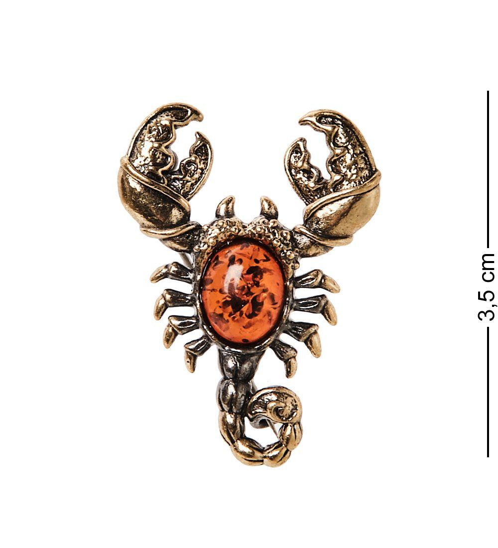 AM-2641 Брошь «Скорпиончик» (латунь, янтарь)