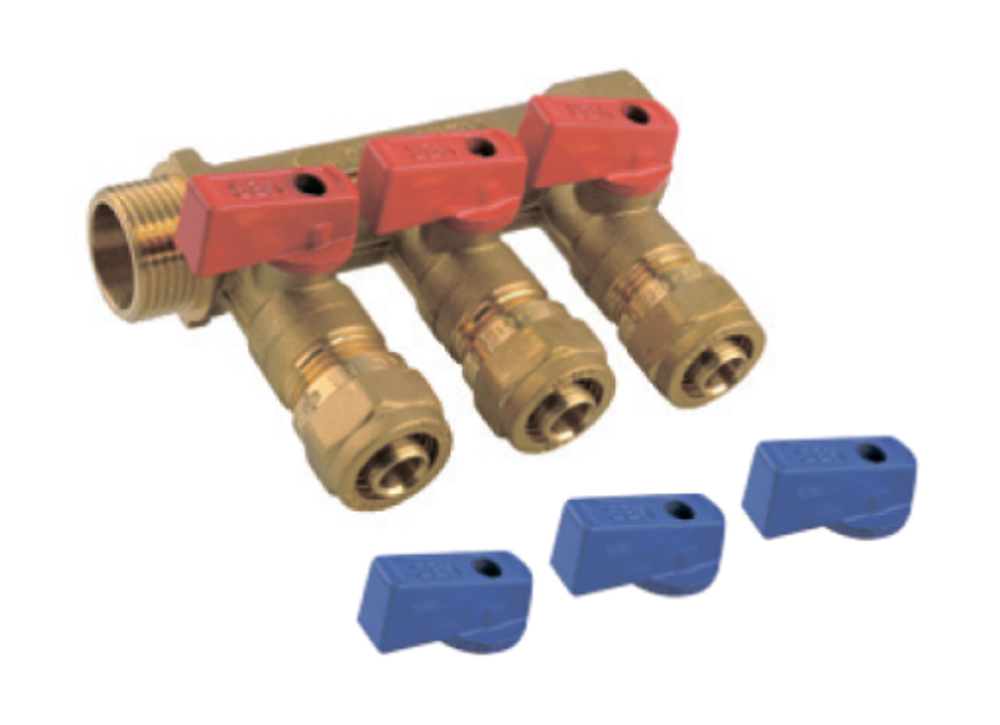 Коллектор с шар. краном 1" г/ш х 20ц-3 вых. ViEiR