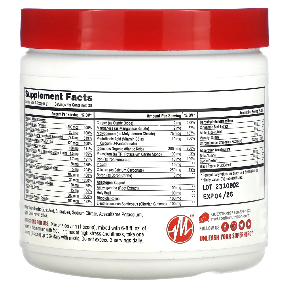 Metabolic Nutrition, VitaGen, яблочный сидр, 240 г (8,47 унции)