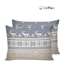 Постельное белье  сатин Milky Garden "Скандинавия" 2-спальное  Наволочка 50х70 см 2 шт  Простынь  240x215 см  Пододеяльник 175x215 см