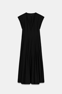 ZARA ПЛАТЬЕ ИЗ ПОПЛИНА СО СКЛАДКАМИ — ZW COLLECTION, ЧЕРНЫЙ